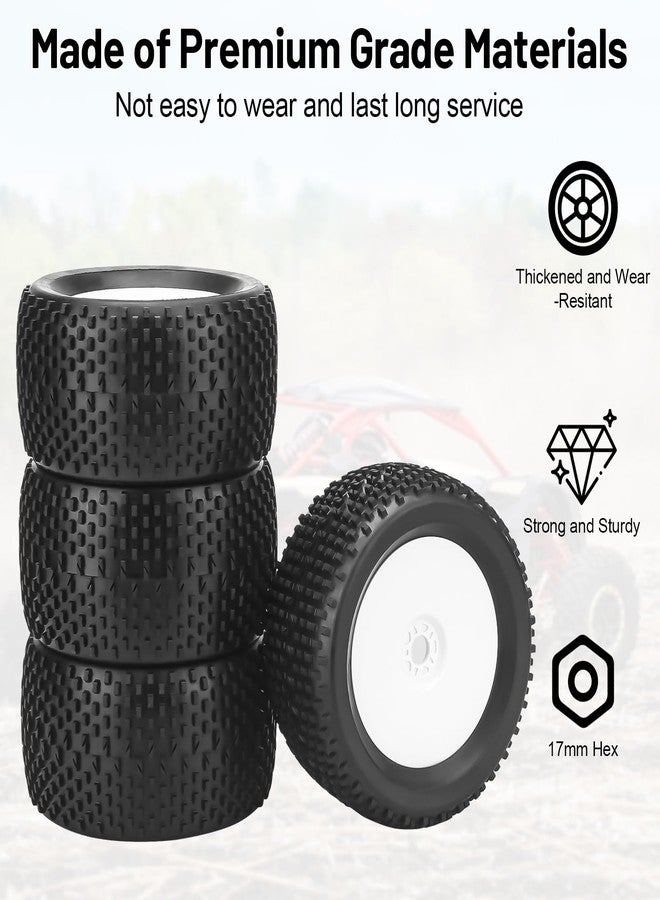 daitoku 17mm Hex RC Wheel and Tires, daitoku 1/8 RC Off Road Racing Truck Tires and Wheels for Arrma Typhon 6S Talion 4WD HPI HSP Bazooka Camper Kyosho TRAXXAS - White - Image 4